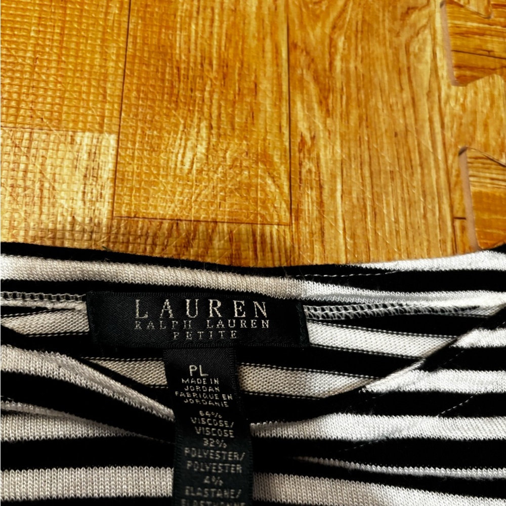 Ralph Lauren Striped Top Black White Long Sleeve Size PL Classic Chic - Picture 7 of 7